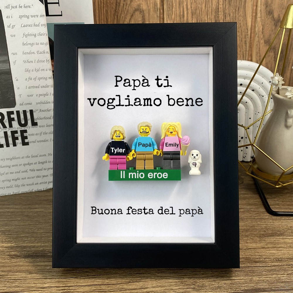 Minifigure personalizzate con nome per bambini come regalo per papà