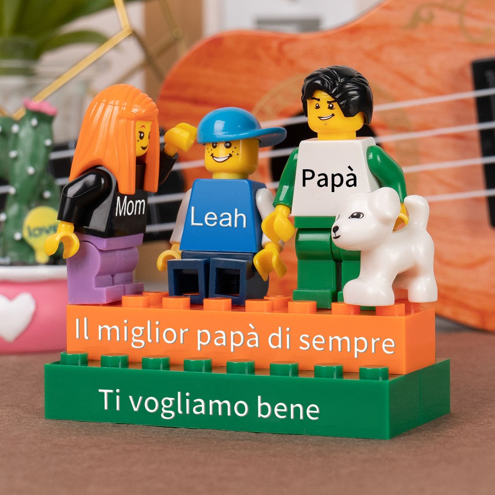 Minifigure personalizzate con nome per bambini come regalo per papà