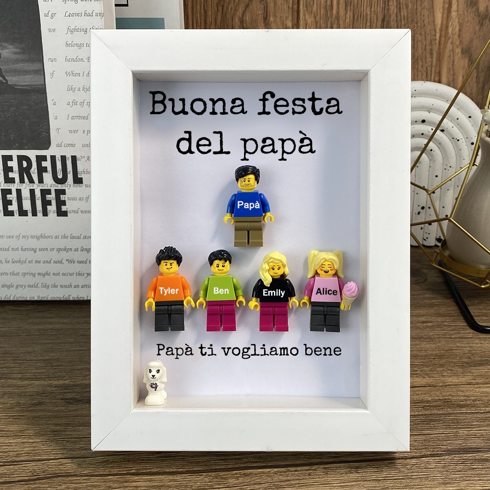 Minifigure personalizzate con nome per bambini come regalo per papà