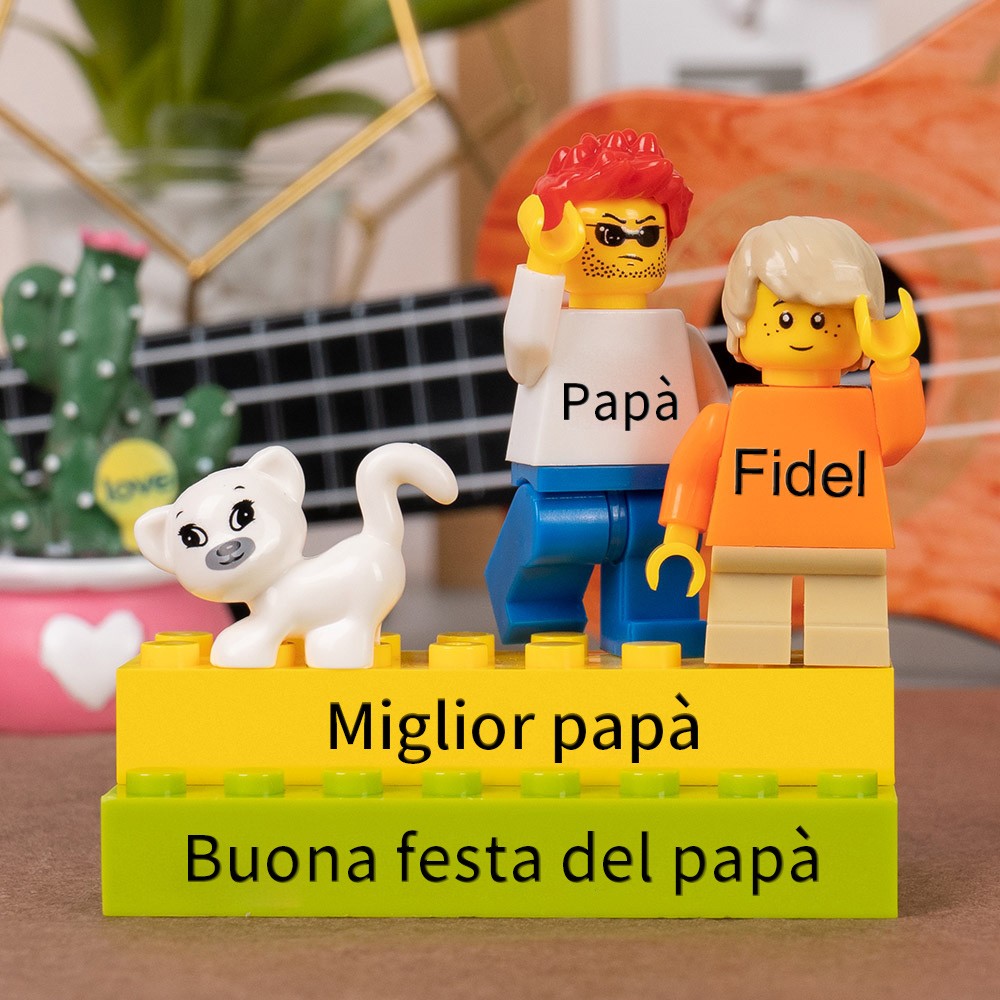 Minifigure personalizzate con nome per bambini come regalo per papà