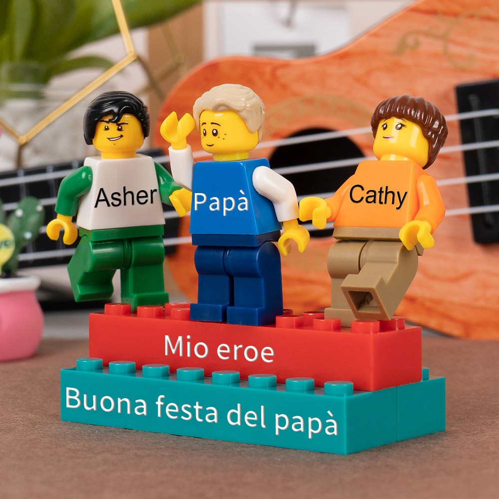 Minifigure personalizzate con nome per bambini come regalo per papà