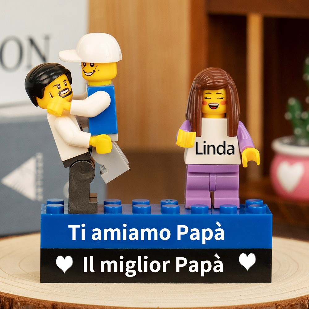 Minifigure personalizzate con nome per bambini come regalo per papà