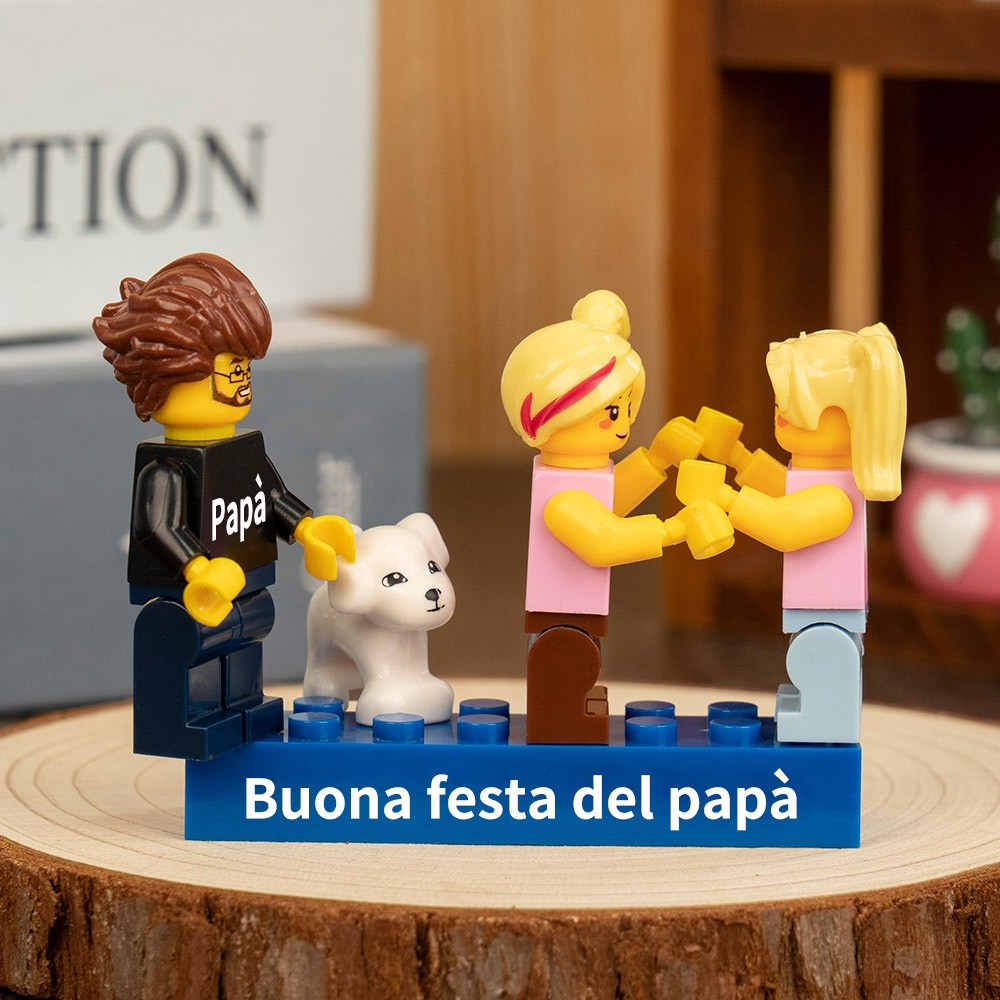 Minifigure personalizzate con nome per bambini come regalo per papà