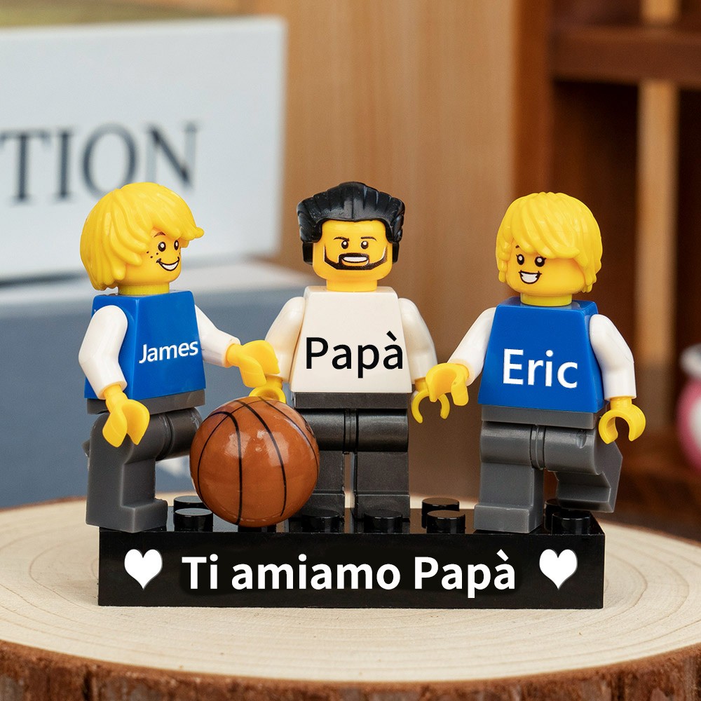 Minifigure personalizzate con nome per bambini come regalo per papà