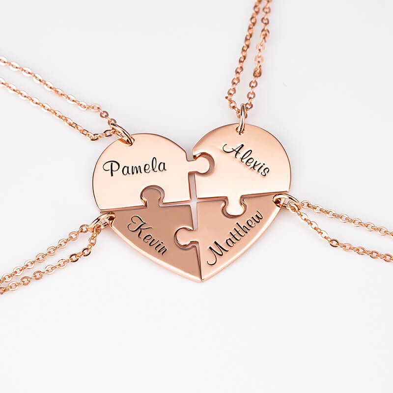 Collana con nome personalizzata a forma di cuore 1-7 pezzi per regalo di  coppia in famiglia per lei - RoseFeels